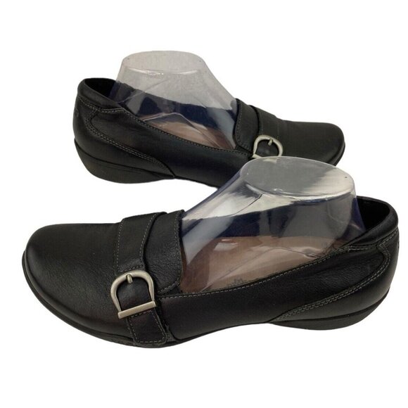 Taos Uppity 13718 Shoe Womens Size 9 Black Leather Comfort Slip On Loafer Buckle - Picture 8 of 14